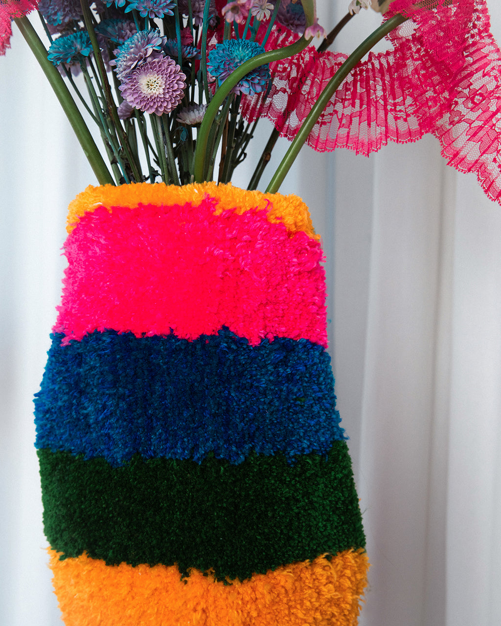 Rainbow Tufted Vase
