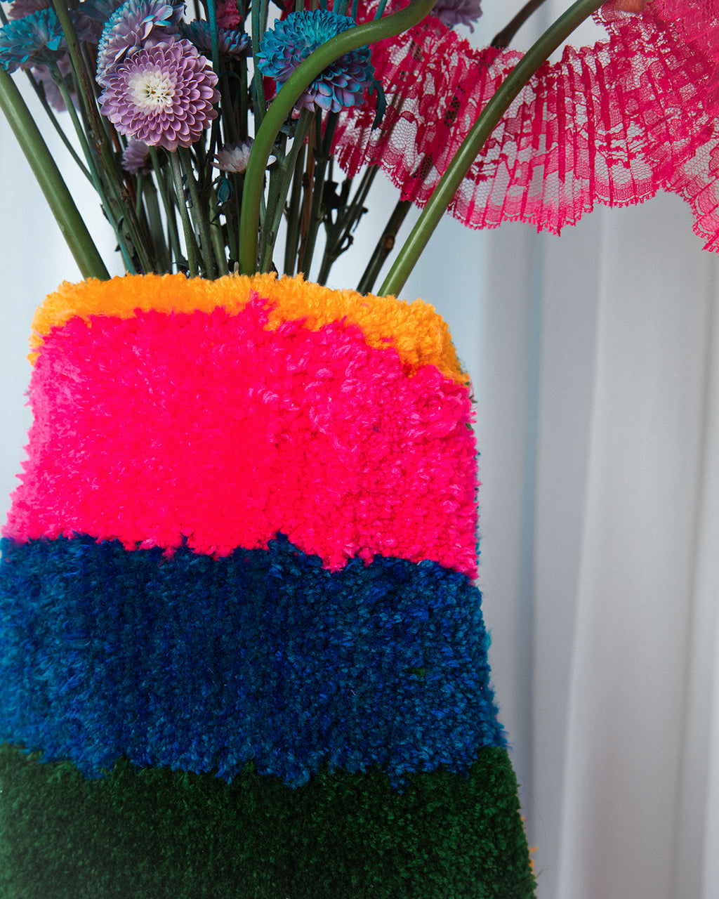 Rainbow Tufted Vase
