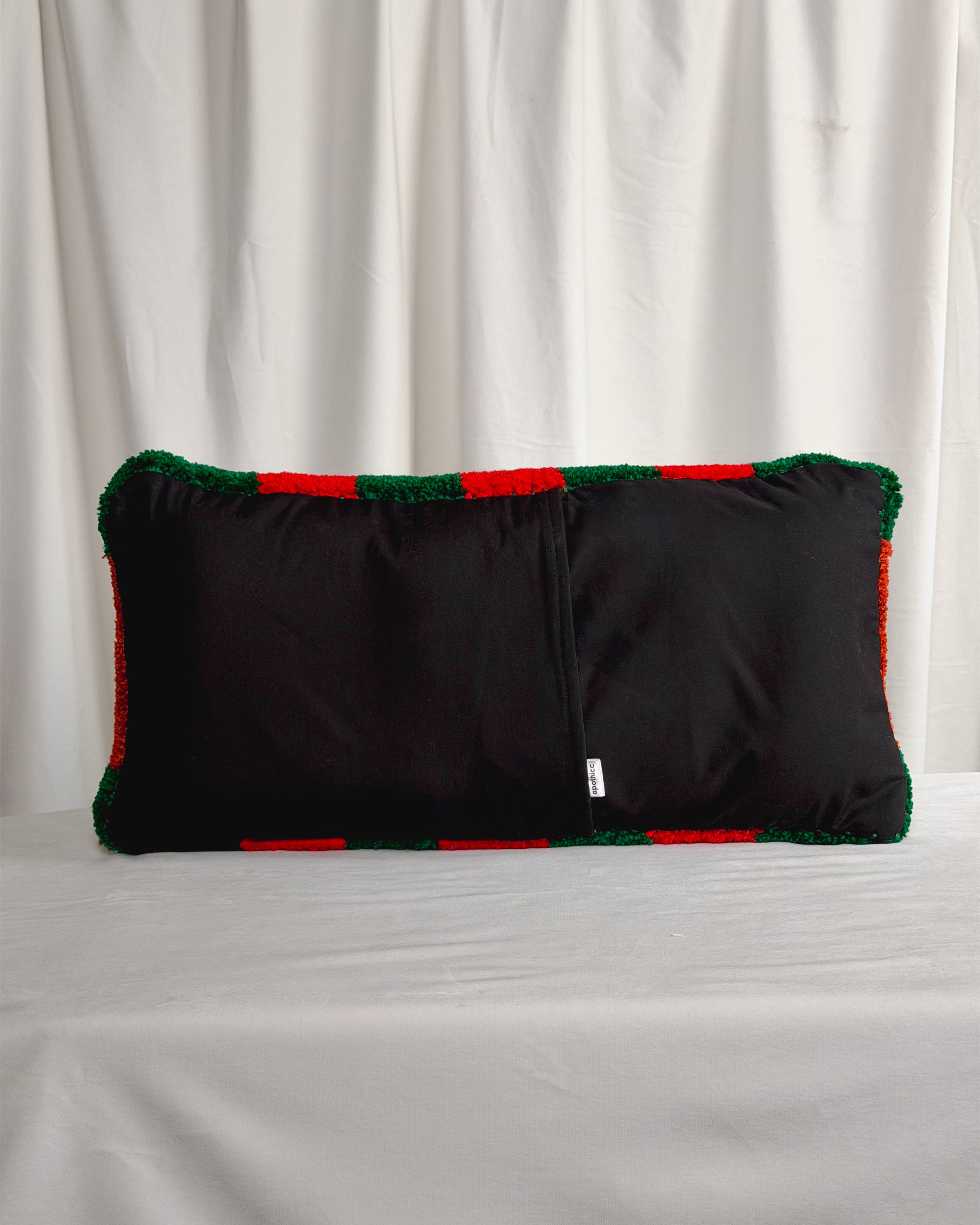 Green and Red Rattlesnake Tufted Pillow Cover