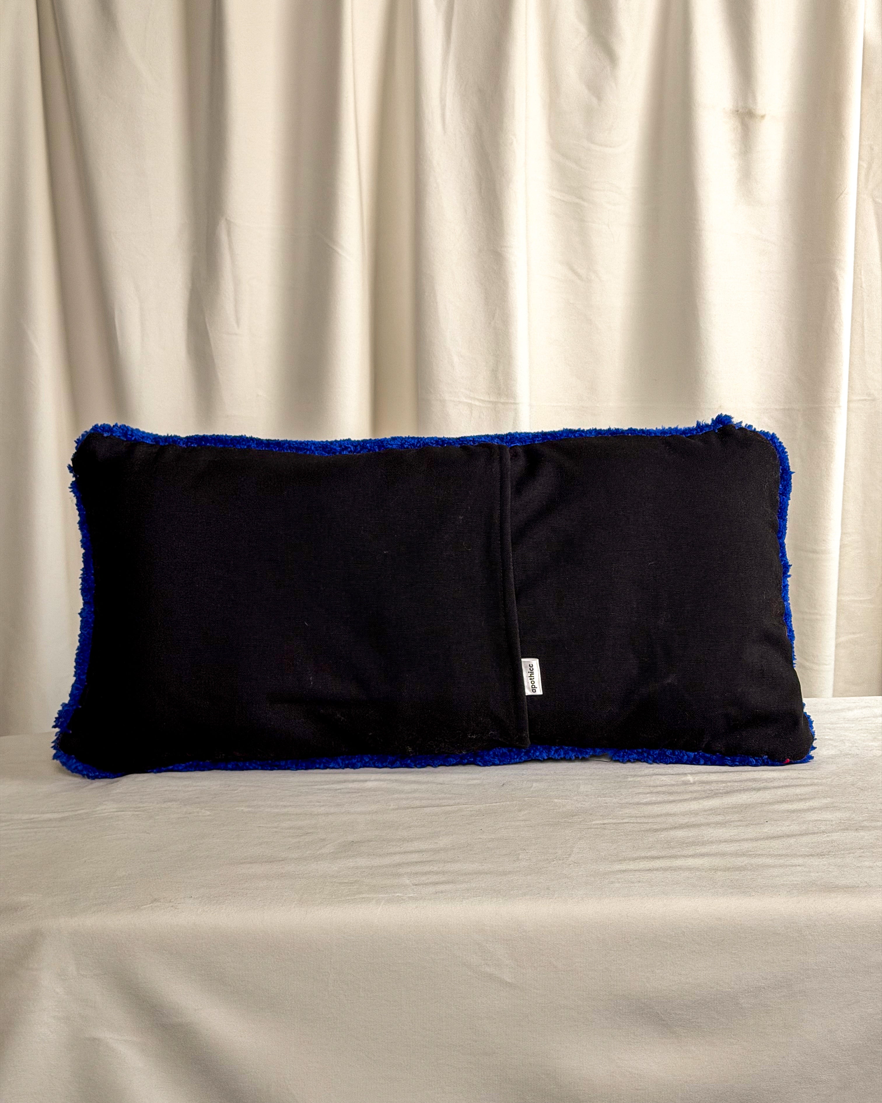 Cobalt Heart Eyes Tufted Pillow Cover