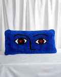 Cobalt Heart Eyes Tufted Pillow Cover