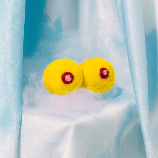 Boobs Felt Pin - Yellow