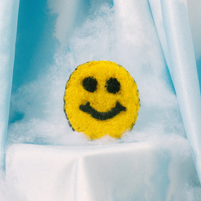 Yellow Smiley Felt Pin